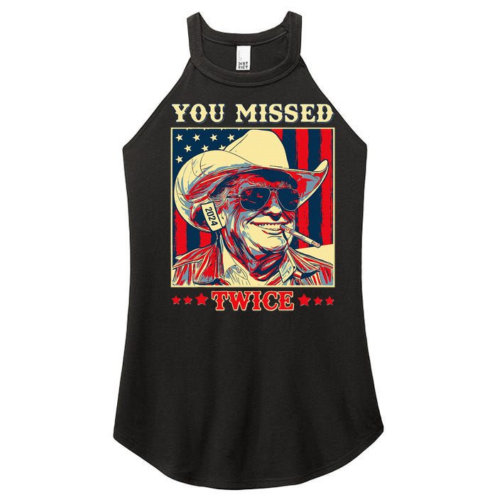 Western Trump Cow You Missed Twice Women's Perfect Tri Rocker Tank