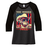 Western Trump Cow You Missed Twice Women's Tri-Blend 3/4-Sleeve Raglan Shirt