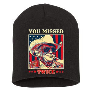 Western Trump Cow You Missed Twice Short Acrylic Beanie