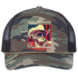 Western Trump Cow You Missed Twice Retro Rope Trucker Hat Cap