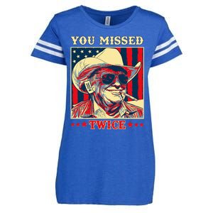 Western Trump Cow You Missed Twice Enza Ladies Jersey Football T-Shirt