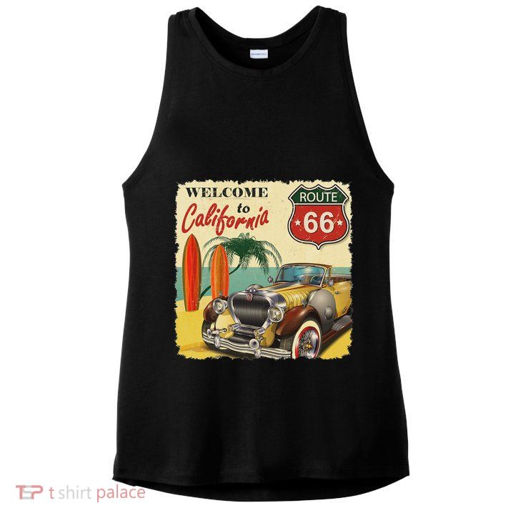 Welcome To California, Vintage La California Car Graphic Ladies PosiCharge Tri-Blend Wicking Tank