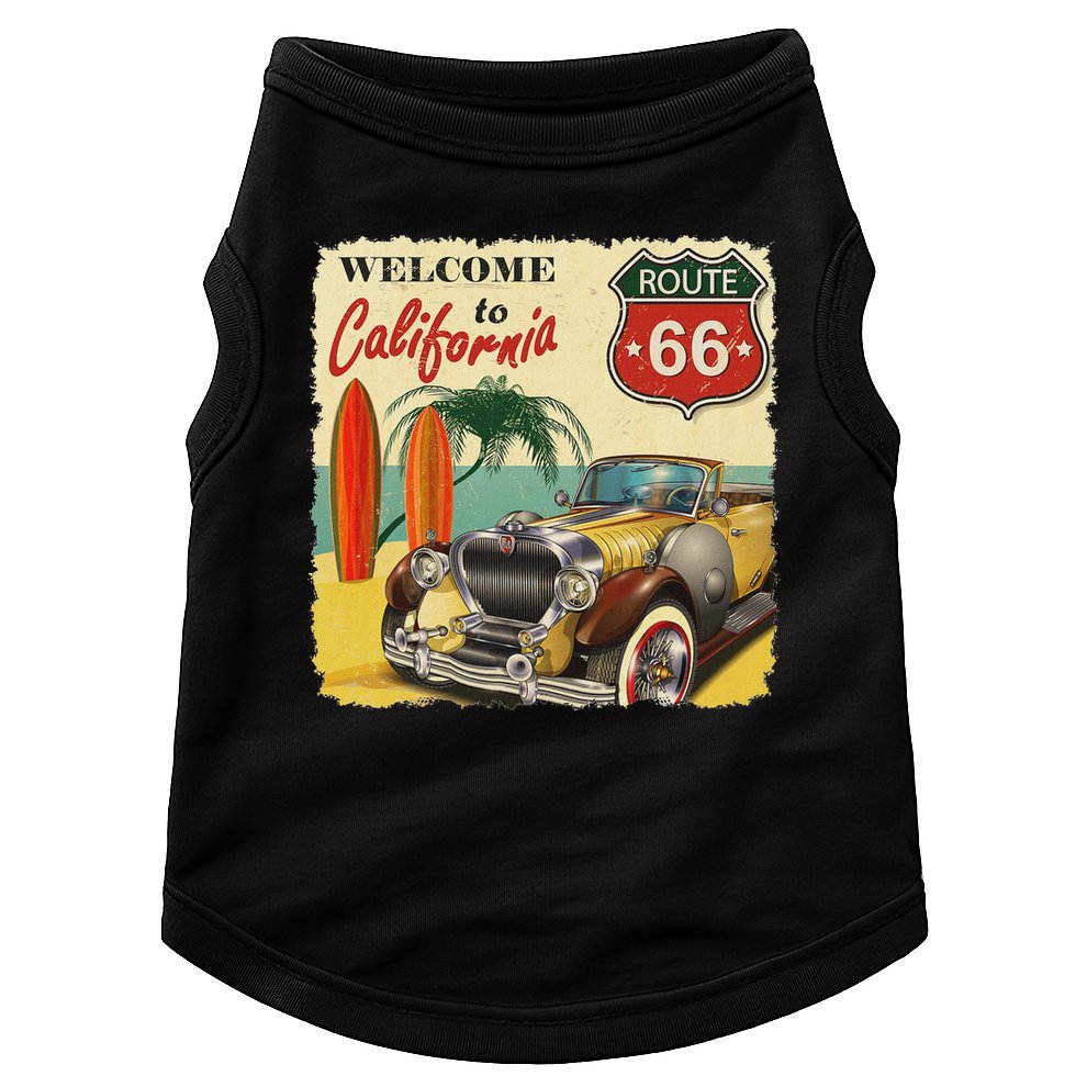 Welcome To California, Vintage La California Car Graphic Doggie Tank