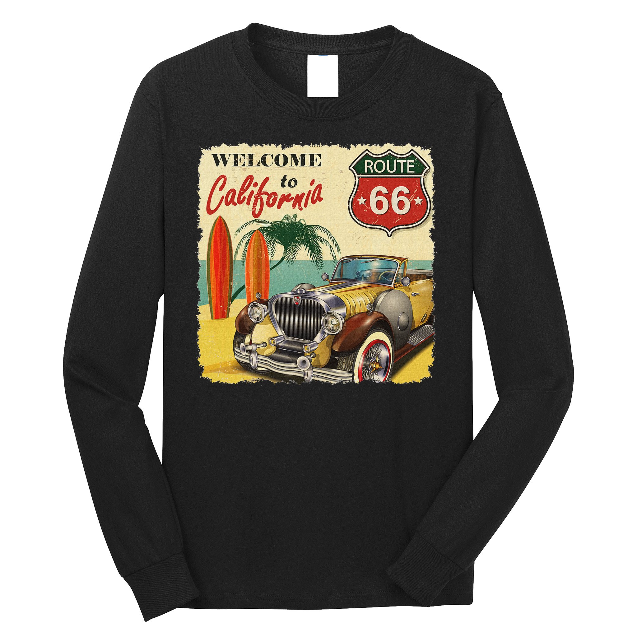 Welcome To California, Vintage La California Car Graphic Long Sleeve Shirt