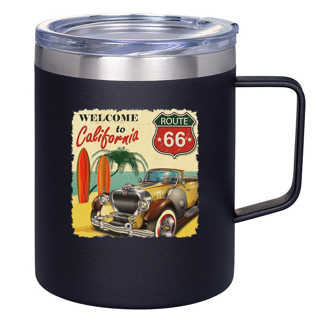 Welcome To California, Vintage La California Car Graphic 12oz Stainless Steel Coffee Mug