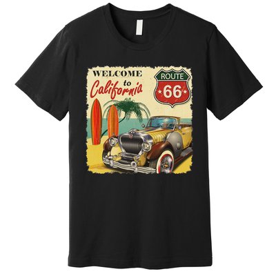 Welcome To California, Vintage La California Car Graphic Premium T-Shirt