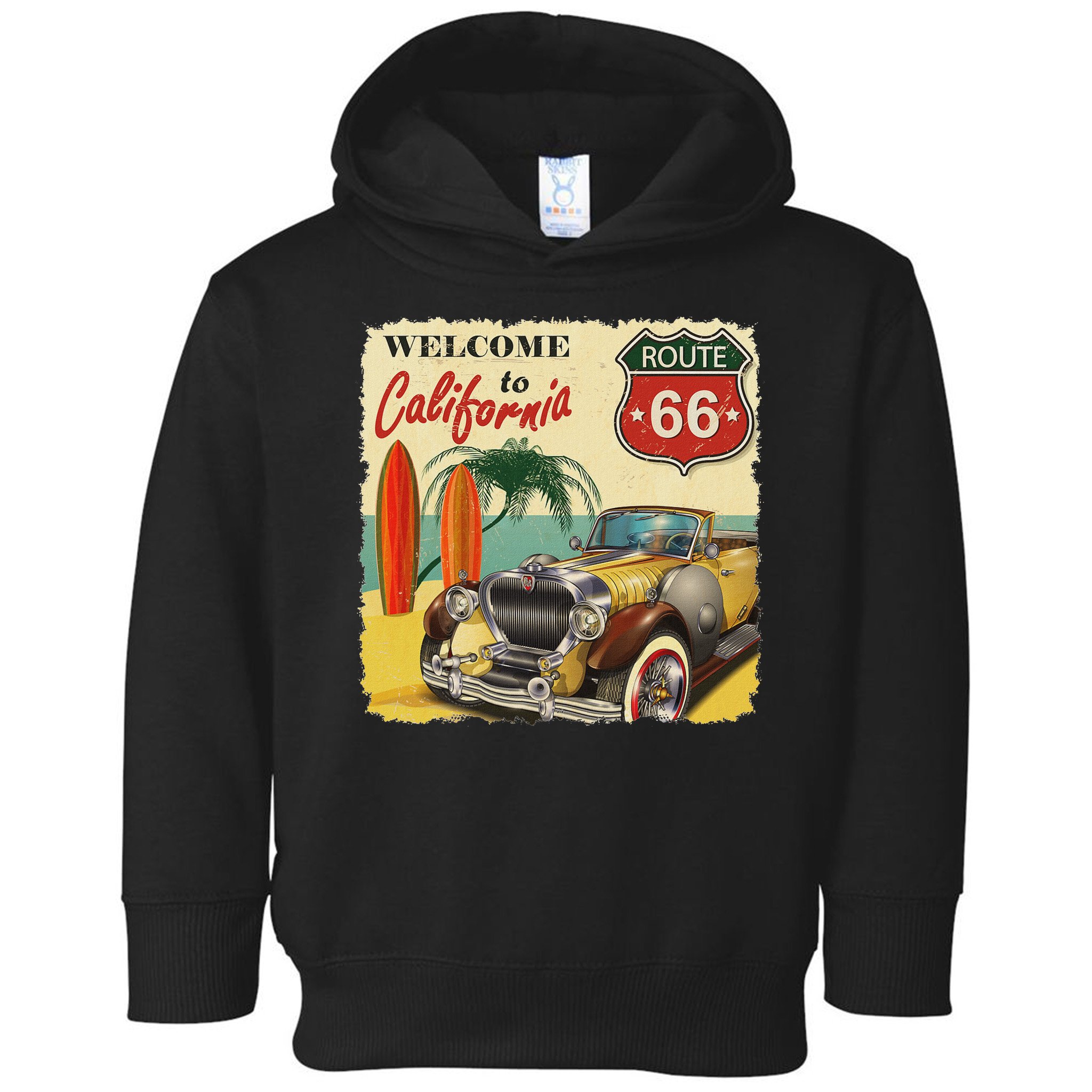 Welcome To California, Vintage La California Car Graphic Toddler Hoodie