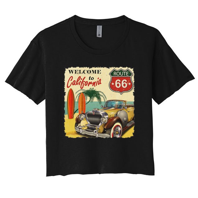 Welcome To California, Vintage La California Car Graphic Crop Top