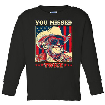 Western Trump Cowboy You Missed Twice Toddler Long Sleeve Shirt