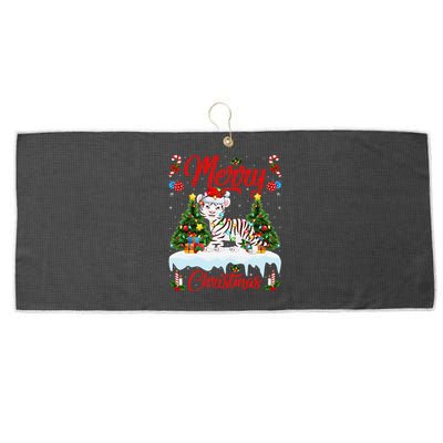 White Tiger Christmas Tree Lighting Santa White Tiger Xmas Large Microfiber Waffle Golf Towel