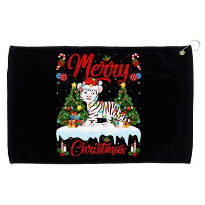 White Tiger Christmas Tree Lighting Santa White Tiger Xmas Grommeted Golf Towel