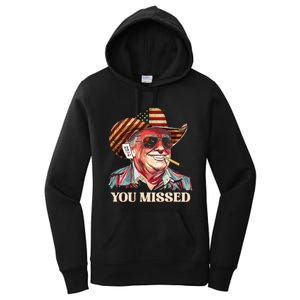 Western Trump Cowboy You Missed American Flag Cowboy Hat Women's Pullover Hoodie