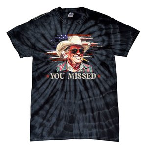 Western Trump Cowboy You Missed Trump 2024 American Flag Tie-Dye T-Shirt