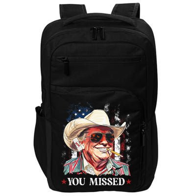 Western Trump Cowboy You Missed Trump 2024 American Flag Impact Tech Backpack