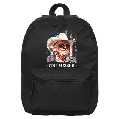 Western Trump Cowboy You Missed Trump 2024 American Flag 16 in Basic Backpack