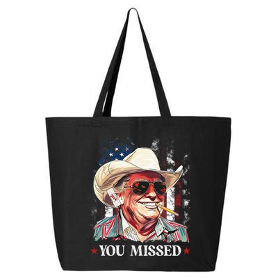 Western Trump Cowboy You Missed Trump 2024 American Flag 25L Jumbo Tote