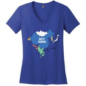 West Taiwan China Map Define China West Taiwan Funny China Funny Gift Women's V-Neck T-Shirt