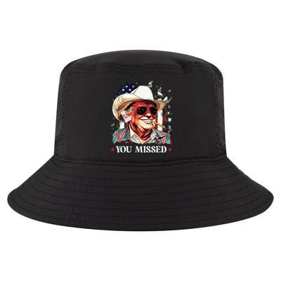 Western Trump Cowboy You Missed Trump 2024 American Flag Cool Comfort Performance Bucket Hat