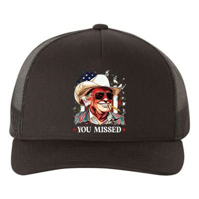 Western Trump Cowboy You Missed Trump 2024 American Flag Yupoong Adult 5-Panel Trucker Hat