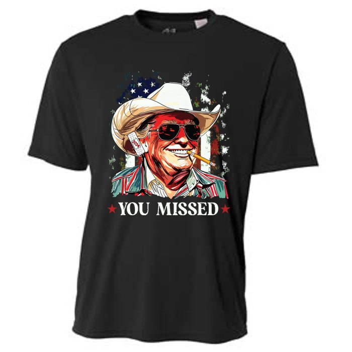 Western Trump Cowboy You Missed Trump 2024 American Flag Cooling Performance Crew T-Shirt