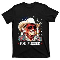 Western Trump Cowboy You Missed Trump 2024 American Flag T-Shirt