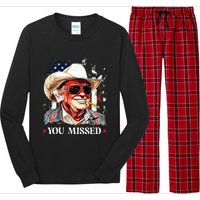 Western Trump Cowboy You Missed Trump 2024 American Flag Long Sleeve Pajama Set