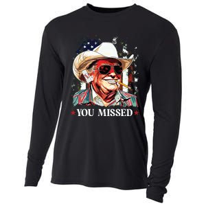 Western Trump Cowboy You Missed Trump 2024 American Flag Cooling Performance Long Sleeve Crew