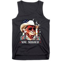 Western Trump Cowboy You Missed Trump 2024 American Flag Tank Top