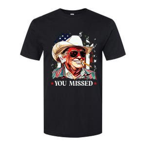 Western Trump Cowboy You Missed Trump 2024 American Flag Softstyle CVC T-Shirt