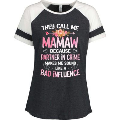 Women They Call Me Mamaw Because Partner In Crime Mothers Day Gift Enza Ladies Jersey Colorblock Tee