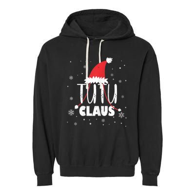 Womens Tutu Claus Santa Hat Hawaiian Grandma & Grandkids Christmas Garment-Dyed Fleece Hoodie