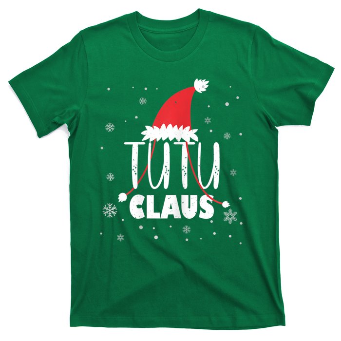 Womens Tutu Claus Santa Hat Hawaiian Grandma & Grandkids Christmas T-Shirt