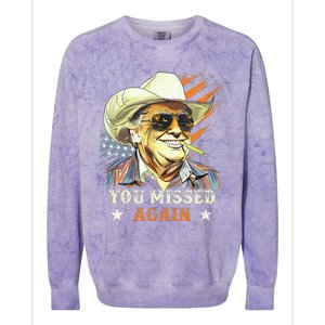 Western Trump Cow You Missed Again Colorblast Crewneck Sweatshirt