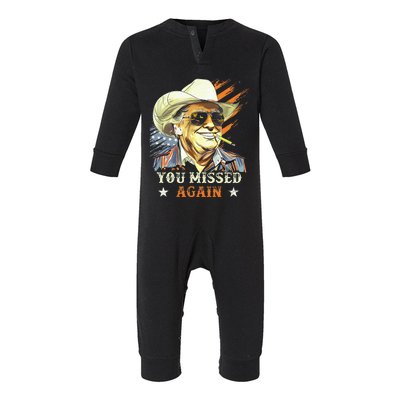 Western Trump Cow You Missed Again Infant Fleece One Piece