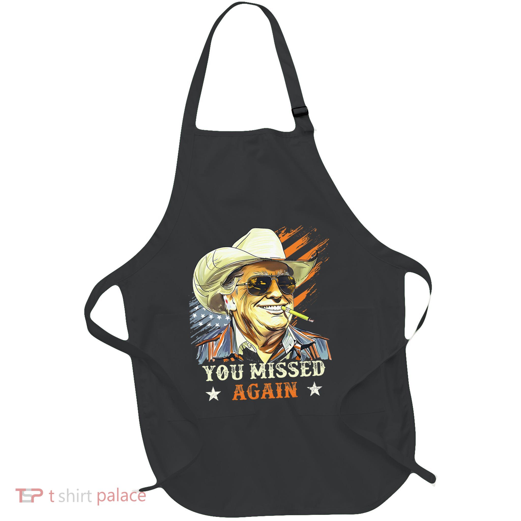 Western Trump Cow You Missed Again Full-Length Apron With Pockets