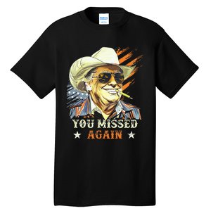 Western Trump Cow You Missed Again Tall T-Shirt