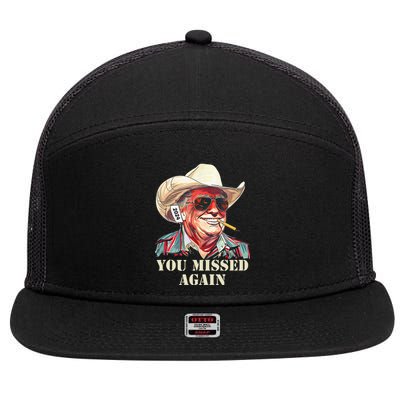 Western Trump Cowboy You Missed Again 7 Panel Mesh Trucker Snapback Hat