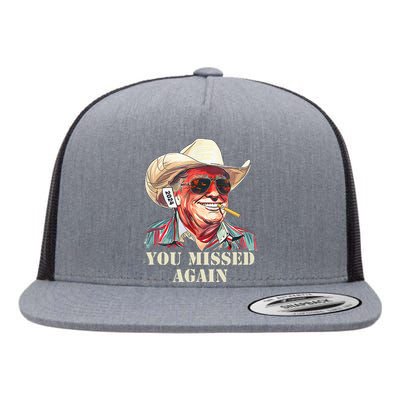 Western Trump Cowboy You Missed Again Flat Bill Trucker Hat