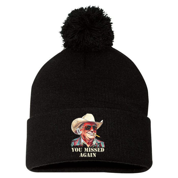 Western Trump Cowboy You Missed Again Pom Pom 12in Knit Beanie