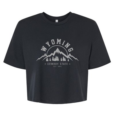 Wyoming The Cowboy State Est. 1890 Vintage Mountains Gift Bella+Canvas Jersey Crop Tee