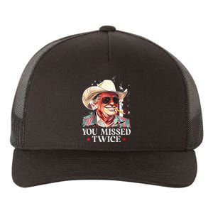 Western Trump Cow You Missed Twice Trump 2024 Usa Flag Yupoong Adult 5-Panel Trucker Hat