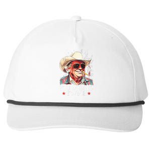 Western Trump Cow You Missed Twice Trump 2024 Usa Flag Snapback Five-Panel Rope Hat