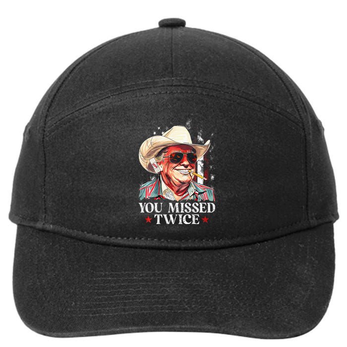 Western Trump Cow You Missed Twice Trump 2024 Usa Flag 7-Panel Snapback Hat