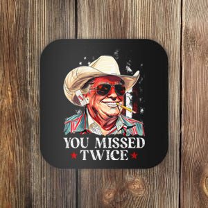 Western Trump Cow You Missed Twice Trump 2024 Usa Flag Coaster