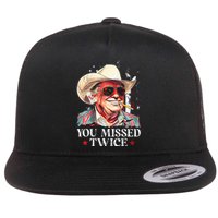 Western Trump Cow You Missed Twice Trump 2024 Usa Flag Flat Bill Trucker Hat