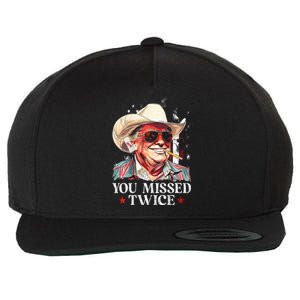 Western Trump Cow You Missed Twice Trump 2024 Usa Flag Wool Snapback Cap