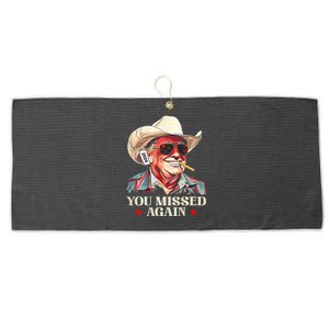 Western Trump Cowboy You Missed Again Large Microfiber Waffle Golf Towel