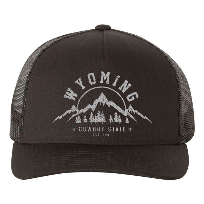 Wyoming The Cowboy State Est. 1890 Vintage Mountains Gift Yupoong Adult 5-Panel Trucker Hat