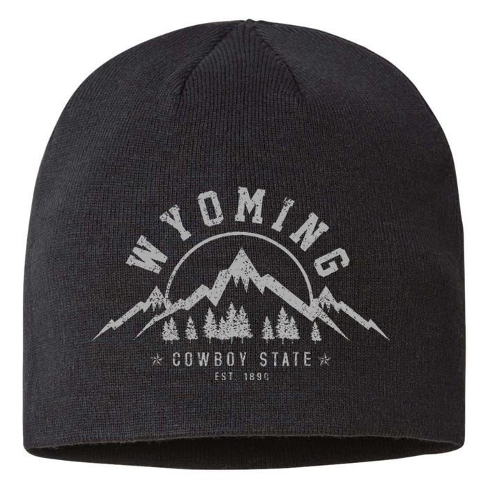 Wyoming The Cowboy State Est. 1890 Vintage Mountains Gift Sustainable Beanie