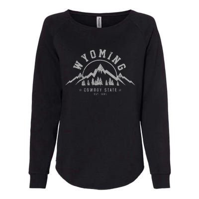 Wyoming The Cowboy State Est. 1890 Vintage Mountains Gift Womens California Wash Sweatshirt